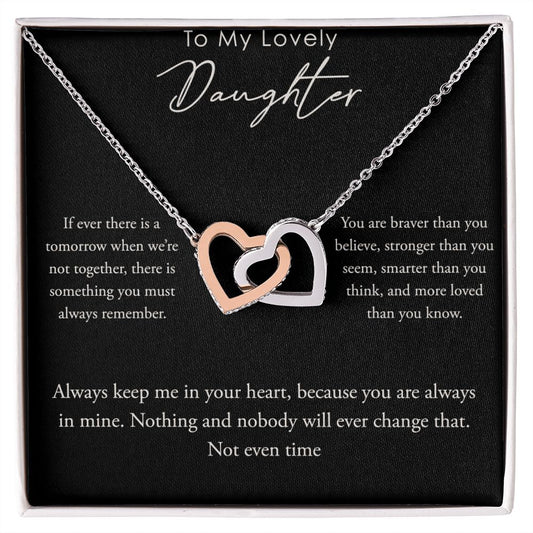 To My Lovely Daughter- Interlocking Hearts Necklace