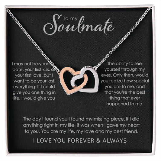 To My Soulmate, Forever and Always- Interlocking Hearts Necklace