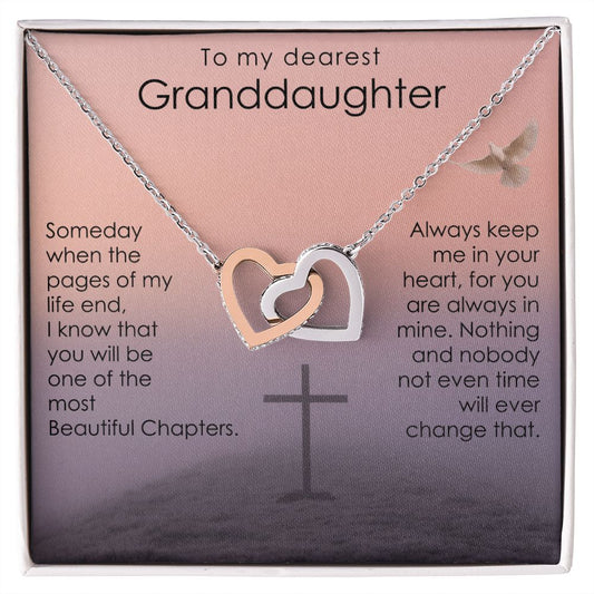 To My Dearest Granddaughter- Interlocking Hearts Necklace
