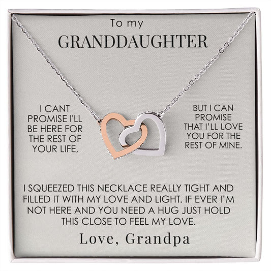 To My Granddaughter, Love Grandpa- Interlocking Hearts Necklace