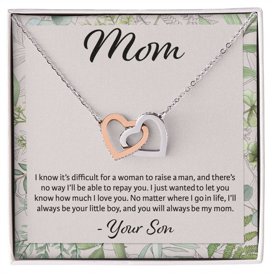 To Mom, Your Son- Interlocking Hearts Necklace