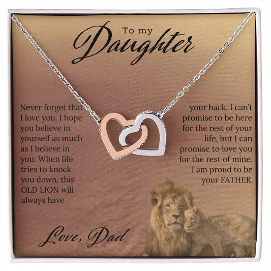 To My Daughter, Love Dad- Interlocking Hearts Necklace