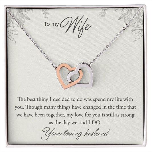 To My Wife, Your Loving Husband- Interlocking Hearts Necklace